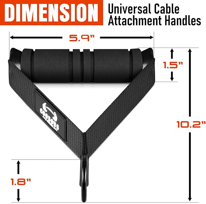 Heavy Duty Exercise Handles, Gym Cable Handles for Cable Machine Attachments, D Handle Cable Attachments, Handles for Resistance Bands, Workout Accessories, Fitness Equipment for Home Gym