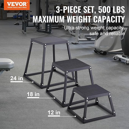 VEVOR Plyometric Jump Box, 18 Inch Plyo Box, Steel Plyometric Platform and Jumping Agility Box, Anti-Slip Fitness Exercise Step Up Box for Home Gym Training, Conditioning Strength Training