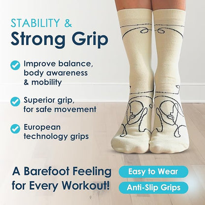 Tucketts Crew Closed Toes Non-Slip Grip Socks - Anti Skid Yoga, Barre, Pilates, Home & Leisure, Pedicure