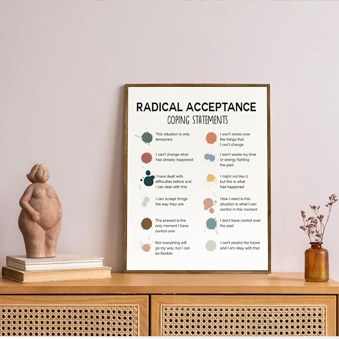 Mental Health Décor, Mental Health Wall Art, Mental Health Posters, School Counselor Supplies, Framed Canvas Wall Art, DBT Poster, Therapist Office Decor, Radical Acceptance Canvas Poster 12x15