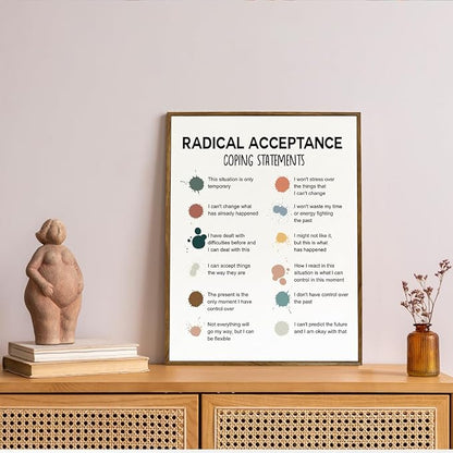 Mental Health Décor, Mental Health Wall Art, Mental Health Posters, School Counselor Supplies, Framed Canvas Wall Art, DBT Poster, Therapist Office Decor, Radical Acceptance Canvas Poster 12x15