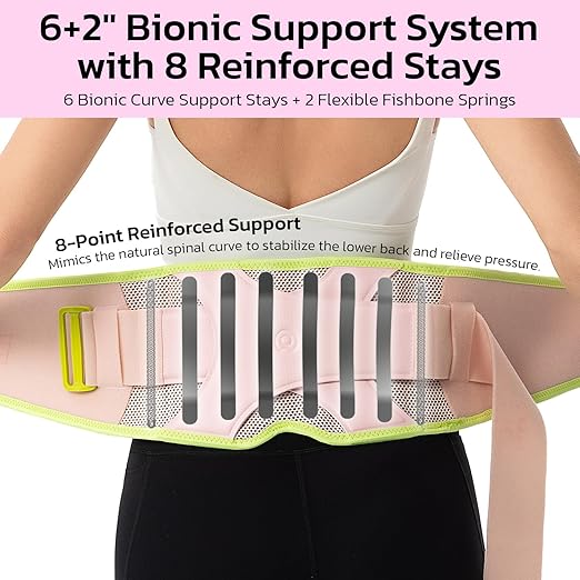 Back Brace for Lower Back Pain Relief, 8X Powerful Support System,Lumbar Support Belt for Men & Women Ergonomic 3D knitted Design with Adjustable Strap for Fitness Running Home Pilates Black L