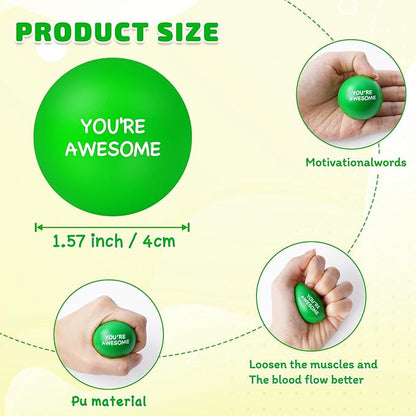 100PCS Motivational Stress Balls for Adults and Kids - Stress Balls Bulk Soft Sponge Squeeze Toys with Inspirational Quotes | Office Classroom Stress Relief Gifts | Anxiety Relief Fidget Toys