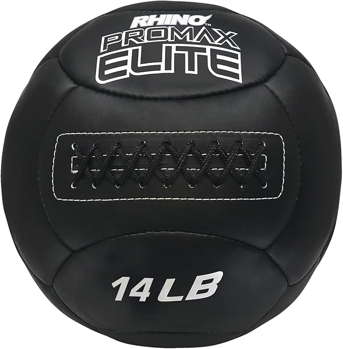 Champion Sports Rhino Promax Elite Slam Ball – Soft Shell, Non-Slip Grip, Multiple Weights Available, 14” Diameter, for Weightlifting, Plyometrics, Cross Training & Home Gym Fitness