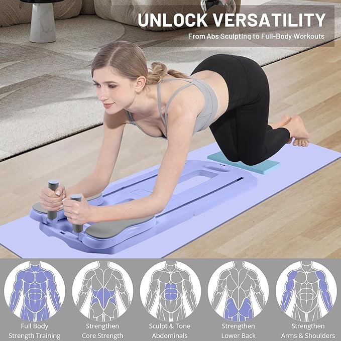 Pilates Board, 2025 Pilates Reformer Set, 5 in 1 Multifunctional Abdominal Board, Portable Ab Core Trainer, Foldable Pilates Reformer Board for Home