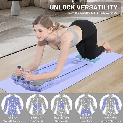 Pilates Board, 2025 Pilates Reformer Set, 5 in 1 Multifunctional Abdominal Board, Portable Ab Core Trainer, Foldable Pilates Reformer Board for Home