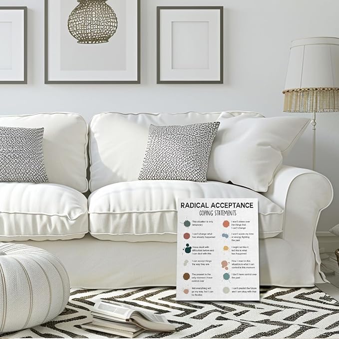 Mental Health Décor, Mental Health Posters, School Counselor Supplies, Canvas Wall Art, DBT Poster, Therapist Office Decor, Radical Acceptance Canvas Poster 14x17 inch