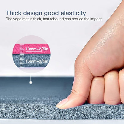 Yoga Mat Non Slip NBR Thick Yoga Mat, 72"L x 32"/24"W x 0.6"/0.4"TH (185cm x 80cm/61cm x 15mm/10mm), Anti-Tear Exercise Mat with Carrying Strap and Bag, Workout Mats for Yoga, Pilates, Floor Exercises