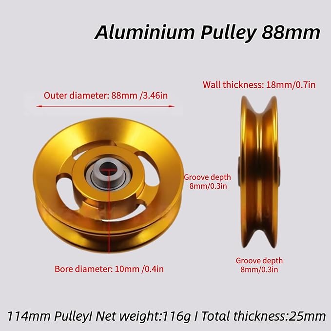 Pulley system for home gym, Aluminum GYM Pulley Wheel Universal Aluminum Alloy Bearing Pulley Wheel for Cable Machine Gym Equipment Part Garage Door