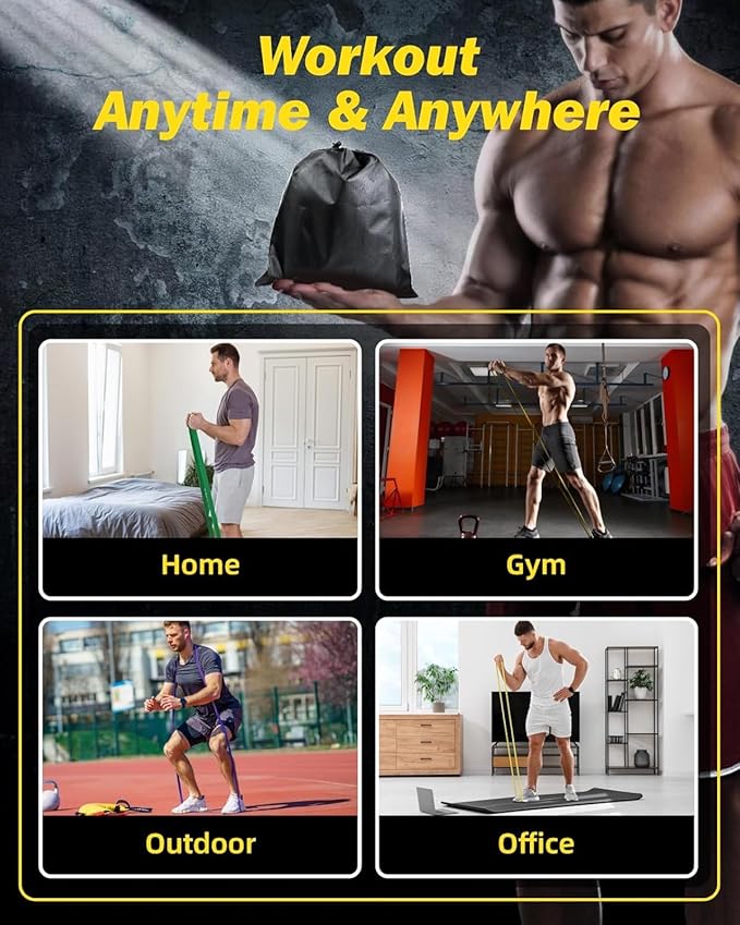 Resistance Bands Set - 5 Adjustable Exercise Bands, Handles, Door Anchor and Carry Bag | Pull Up Assistance Bands, Workout Bands Resistance, Large Rubber Bands Heavy Duty & Bands for Working Out