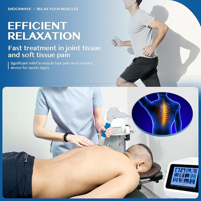 Shock Wave Therapy Machine for Joint Muscle Pain Relief Muscle and Bone Tissue 10 bar Pneumatic Therapy Machine Non-Invasive No Side Effects