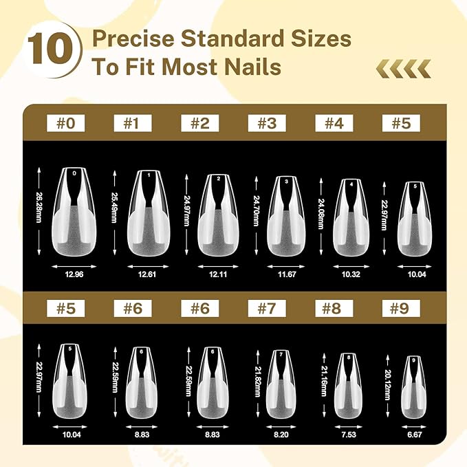 JODSONE Short Straight Nails Tips Full Cover Soft Gel Nail Tips for Professional Pre-shaped Straight Shape False Nail Half Matte Fake Nail 10 Sizes 240PCS