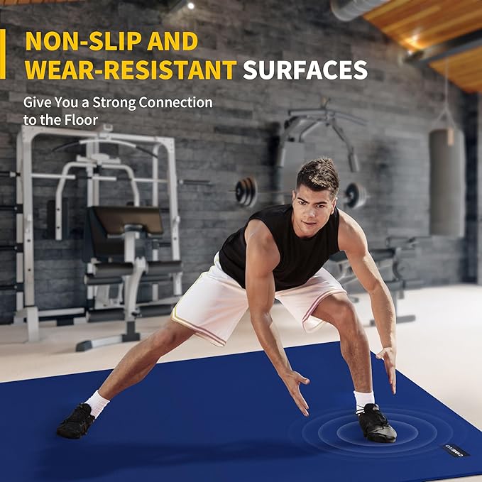 CAMBIVO Large Exercise Mat for Home Workout, 8'x6'/7'x5'/6'x4' (7 mm) Extra Thick Exercise Mat for Home Gym, Shoe-Friendly, Non-Slip Gym Mat for Jump Rope, Weights, Cardio, Fitness