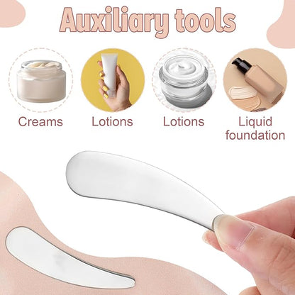 8pcs Makeup Spatula Mini Metal Cosmetic Spatulas Reusable Cream Skincare Facial Spatulas for Mixing and Sampling Skin Care Cream Face Mask Multi-Functional Facial Applicator Tool