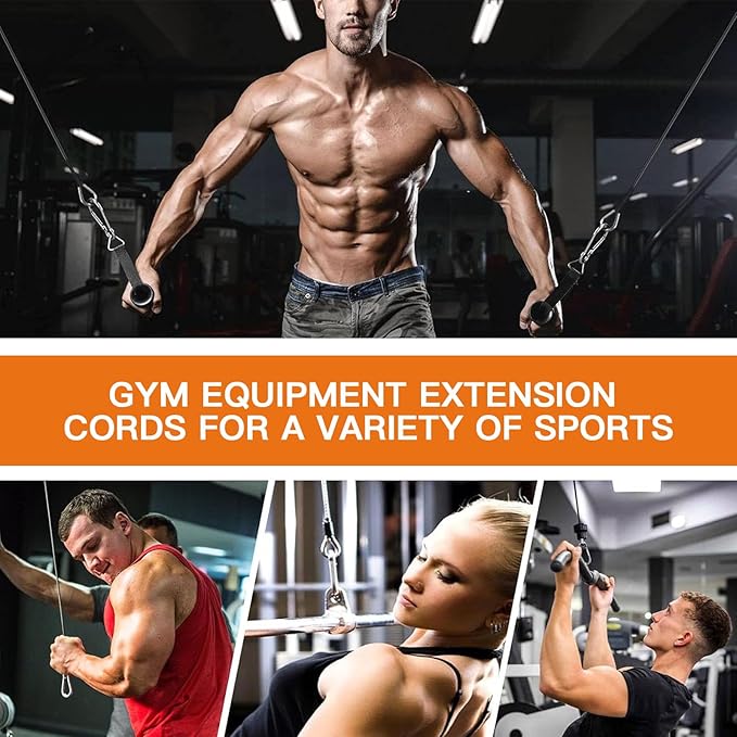 2PCS Gym Cable Extension,Replacement Cable Machine Accessories,Cable Pulley Attachments for Gym -Thick 5mm(0.2inch) Heavy Duty Steel Wire Rope for Home Gym Cable, Leg Extensions Machine