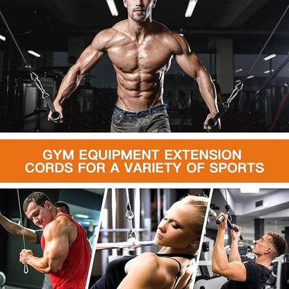2PCS Gym Cable Extension,Replacement Cable Machine Accessories,Cable Pulley Attachments for Gym -Thick 5mm(0.2inch) Heavy Duty Steel Wire Rope for Home Gym Cable, Leg Extensions Machine