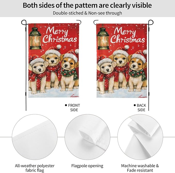 Christmas Dogs Garden Flag 12x18 In Double Sided Yard Flags Lawn Sign Decor No Flagstand