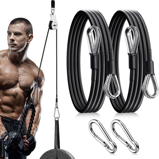 TOBWOLF Gym Cable Extension, Fitness Extension Rope Attachment Compatible with Home Gym Accessories Thick 0.2", Replacement Gym Cable Machine Extension for LAT/Tricep Pull Down, Leg Extensions Machine