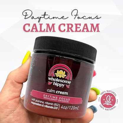 Daytime Focus Calm Cream – Energizing Body Butter with Magnesium, Vitamin B12, Guarana & Bergamot Orange – Moisturizing Wellness Cream for Daily Clarity – 4oz