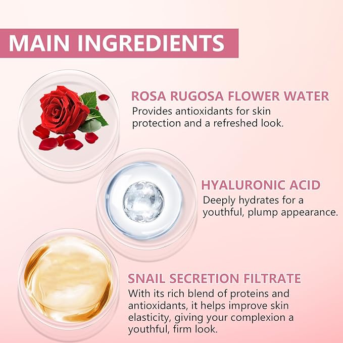 Travel Skincare 2.3% Hyaluronic Acid Serum for Face with 5% Rosa Rugosa Flower Water Deep Moisturizing Anti-Wrinkle (3Pack-Each 0.507 fl.oz | 15ml)