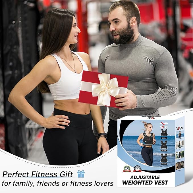 VBSD Adjustable Weighted Vest for Women Men 4-10lb/11-20lb/20-32lb Vest with 6 Ironsand Weights Body Weight Vest with Reflective Strip for Running Walking Strength Training Workouts