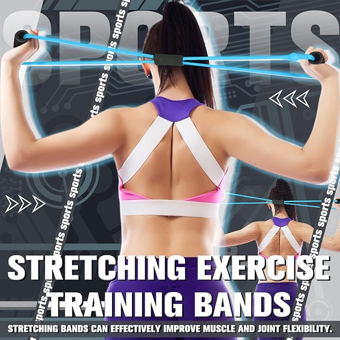 Skylety Figure 8 Fitness Resistance Bands with Handles Set of 5 Exercise Bands for Women Men Rope 8 Word Elastic for Arm and Shoulder Stretch Yoga Gym Fitness Muscle Training Chest Expander