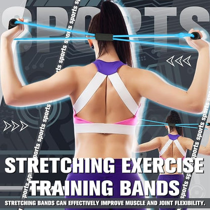 Skylety Figure 8 Fitness Resistance Bands with Handles Set of 5 Exercise Bands for Women Men Rope 8 Word Elastic for Arm and Shoulder Stretch Yoga Gym Fitness Muscle Training Chest Expander