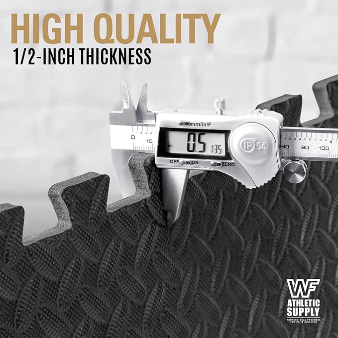 WF Athletic Supply Puzzle Exercise Mat, EVA Foam Interlocking Tiles with Border, 1/2" Thickness Interlocking Soft Foam Puzzle Play Mats for Home Gym, Garage & Kids’ Playroom