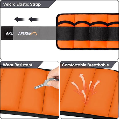 APEXUP 10lbs/Pair Adjustable Ankle Weights for Women and Men, Modularized Leg Weight Straps for Yoga, Walking, Running, Aerobics, Gym