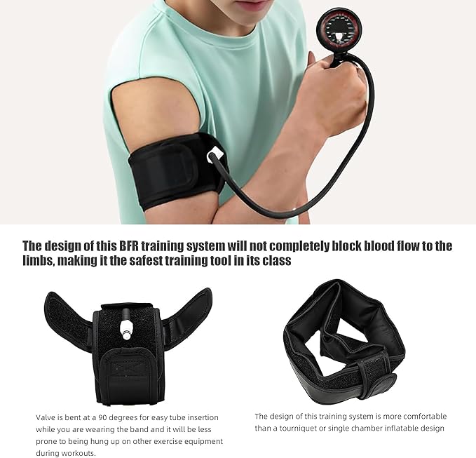 BFR Training System - Blood Flow Restriction Bands for Occlusion Training, Gym Vein Restriction, Muscle Strength and Growth Hormone Stimulation，Suitable for Men and Women Enjoy Fitness and Workout