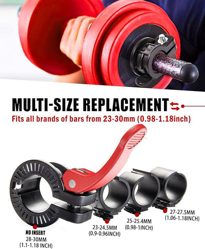 Mini Pro Barbell Clips 1 inch I Multi-Size Adjustable Barbell Collar I 1 inch Barbell ClampsIQuick Release Weight Clips Pair of Locking for Dumbbell Bar