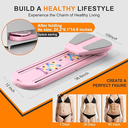 Pilates Board,Multifunctional Rebound Abdominal Board,Foldable Pilates Reformer Set, Ab Core Trainer Machine,Ab Exercise Board,Abs Workout Equipment for Women Home Gym Equipment