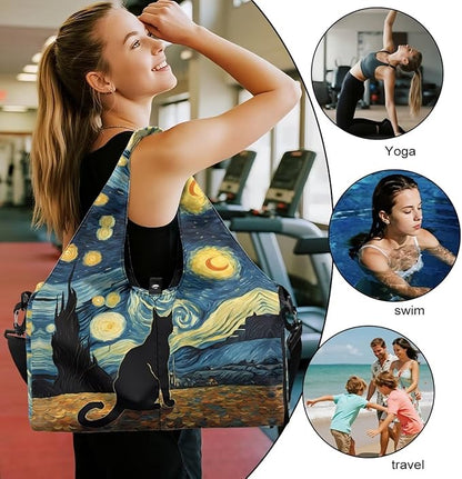 Yoga Mat Bag for Women Men Large Carryall Tote with Adjustable Shoulder Strap for Gym Yoga Travel Pilates Office