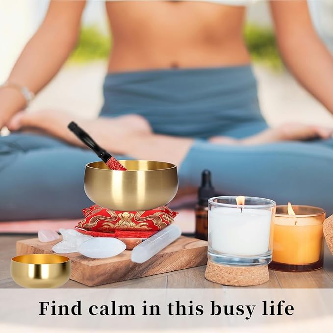 Tibetan Singing Bowl Set - 4" Handcrafted Meditation Sound Bowl for Yoga, Mindfulness Chakra Healing & Stress Relief | Complete Kit with Cushion & Mallet | Spiritual Gifts for Beginners (4 Inch)