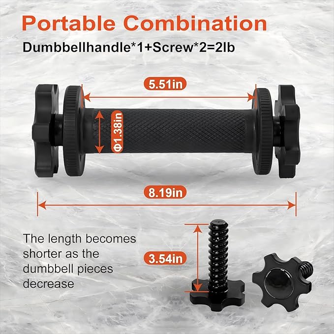 Dumbbell Handles Pair Universal Handle, Fit 1" Plates, Standard Weight Plates with 1" Diameter, Portable Balance Quick Adjustable Weight Bar Connector for Workouts Home Gym Strength Training