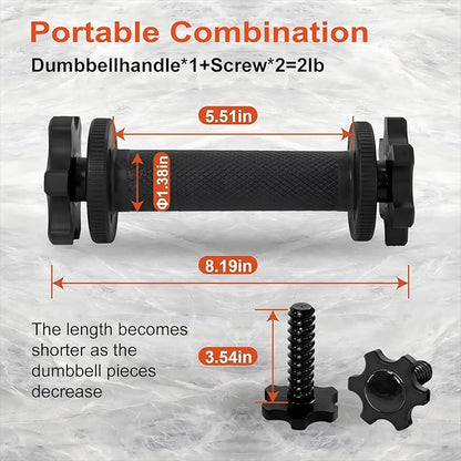 Dumbbell Handles Pair Universal Handle, Fit 1" Plates, Standard Weight Plates with 1" Diameter, Portable Balance Quick Adjustable Weight Bar Connector for Workouts Home Gym Strength Training
