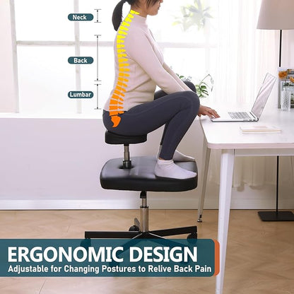 Meditation Chair ADHD Chair Ergonomic Cross Legged Chair with Wheels,Kneeling Chair for Office and Home,ADHD Chairs for Adults (Black)