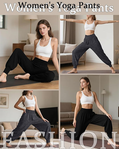 2 Pack Women's Yoga Joggers, Cozy Sweatpants with Pockets Casual Loose Comfy High Waisted Lounge Pants