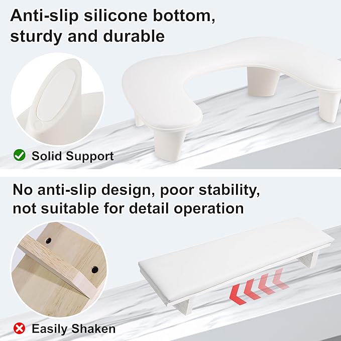Arm Rest for Nails Tech, U-Shaped PU Leather Hand Rest for Nails Tech, Comfortable Microfiber Nail Hand Rest Stand, Manicure Hand Rest, White Hand Rest Pillow for Manicurists