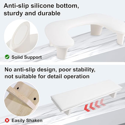 Arm Rest for Nails Tech, U-Shaped PU Leather Hand Rest for Nails Tech, Comfortable Microfiber Nail Hand Rest Stand, Manicure Hand Rest, White Hand Rest Pillow for Manicurists