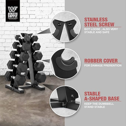 WF Athletic Supply Dumbbell Rack, 5-Tier A-Frame Dumbbell Rack for Dumbbell Storage, Color Options Available in Black/White/Green/Yellow/Red/Pink/Orange & Blue