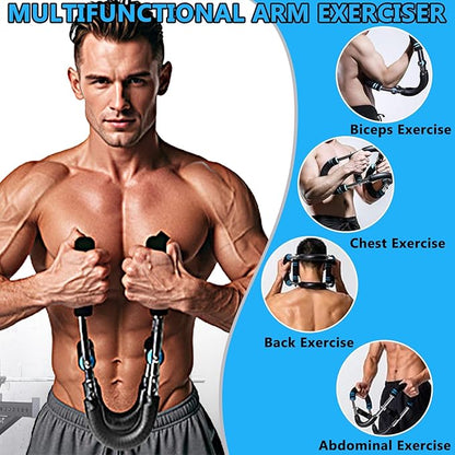 Twister Arm Exerciser, 66-110lb Adjustable Bar, Twister Arm Trainer Chest Shoulder Arm Workout Equipment, Portable Detachable Upper Body Fitness Machine for Home & Gym