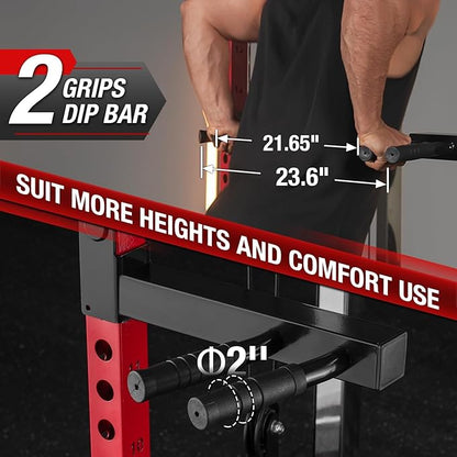 Mikolo Power Cage, 2000LB Power Rack with Independent Dual Pulley System, Multi-Function Home Gym Workout Machine for Cable Crossover