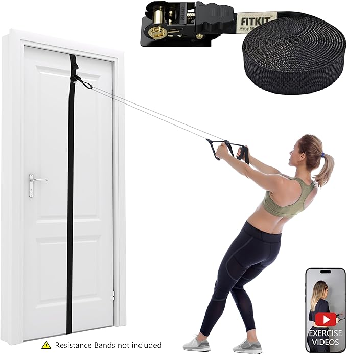 Door and Wall Moveable Anchor Straps with Adjustable Multi Point for Resistance Bands, Workout Attachment for Home Gym, Fits 6-8 ft Doors