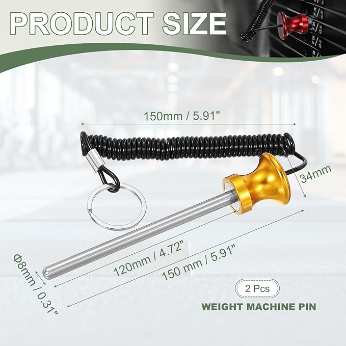 Weight Stack Pin, Weight Gym Pin Strength Training Equipment Replacement with Pull Rope for Commercial Home