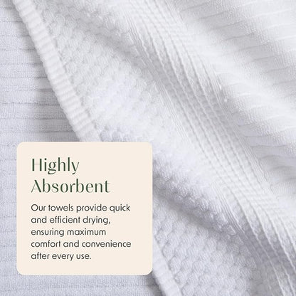 Springtree Home 100% Cotton Bath Towel Set | 6 Piece Set | Absorbent & Quick-Dry Bath Towels | Textured and Durable Cotton | Krista Collection (Bright White)
