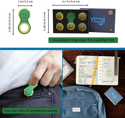 Yogi Fidget Toy – Silent Sensory Spinner for Adults & Kids – Stress Relief Fidgets for ADHD, Anxiety – Fidget Toys for Adults – Includes 5 Finger-Fit Rings – Work, School & Travel – Lime