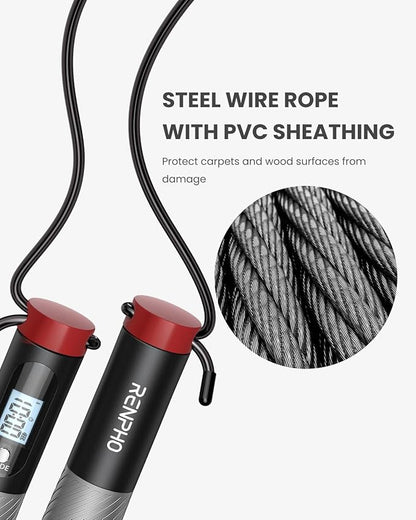 RENPHO Cordless Jump Rope, Weighted Jump Rope with Counter, Jump Ropes for Fitness, Smart Skipping Rope for Crossfit, Gym, Burn Calorie, APP Data Analysis, at-Home-Workout for Women Men Adult Kids