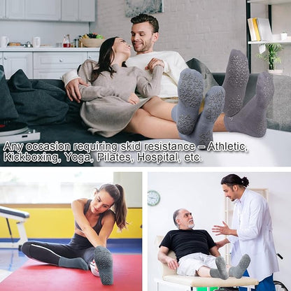 Ozaiic Non Slip Socks Grip for Yoga Home Workout Pure Barre, Pilates, Hospital, Ideal Cushion Socks for Men and Women