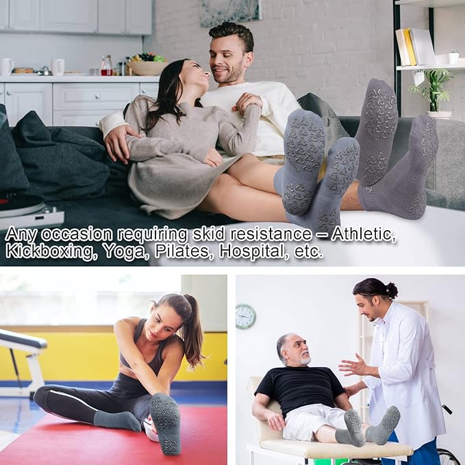 Ozaiic Non Slip Socks Grip for Yoga Home Workout Pure Barre, Pilates, Hospital, Ideal Cushion Socks for Men and Women